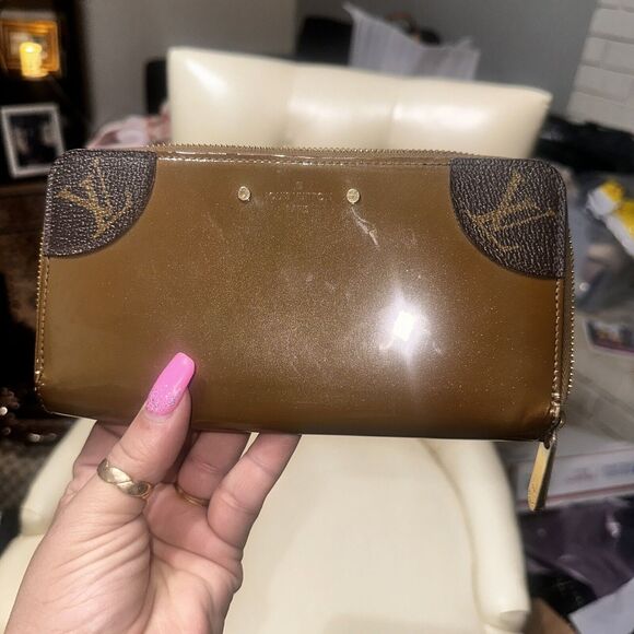 LOUIS VUITTON Monogram Zippy Venice Long Wallet Khaki Vernis Authentic - Picture 15 of 16